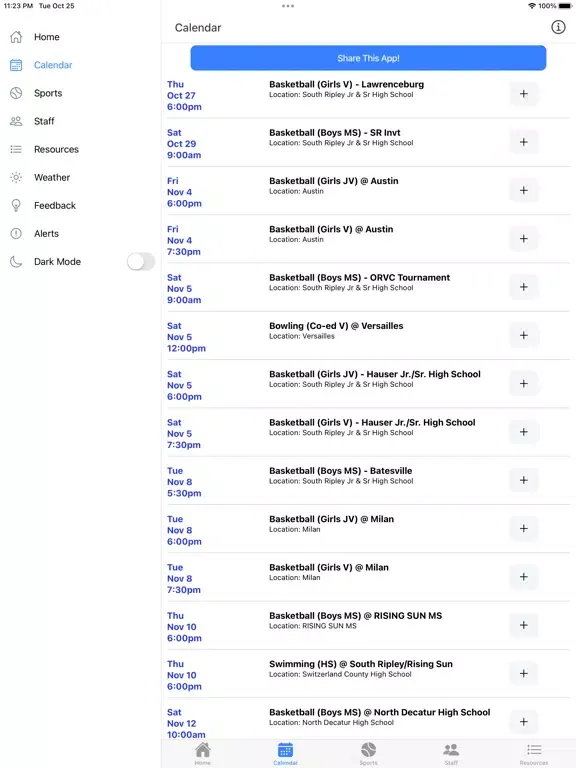 South Ripley Athletics iPad  Screenshots