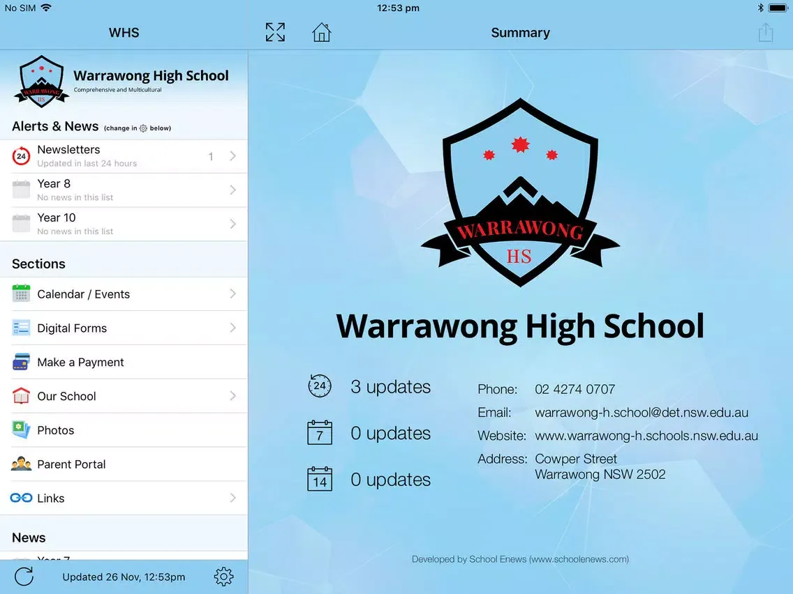 Скриншоты Warrawong High School - Enews iPad 