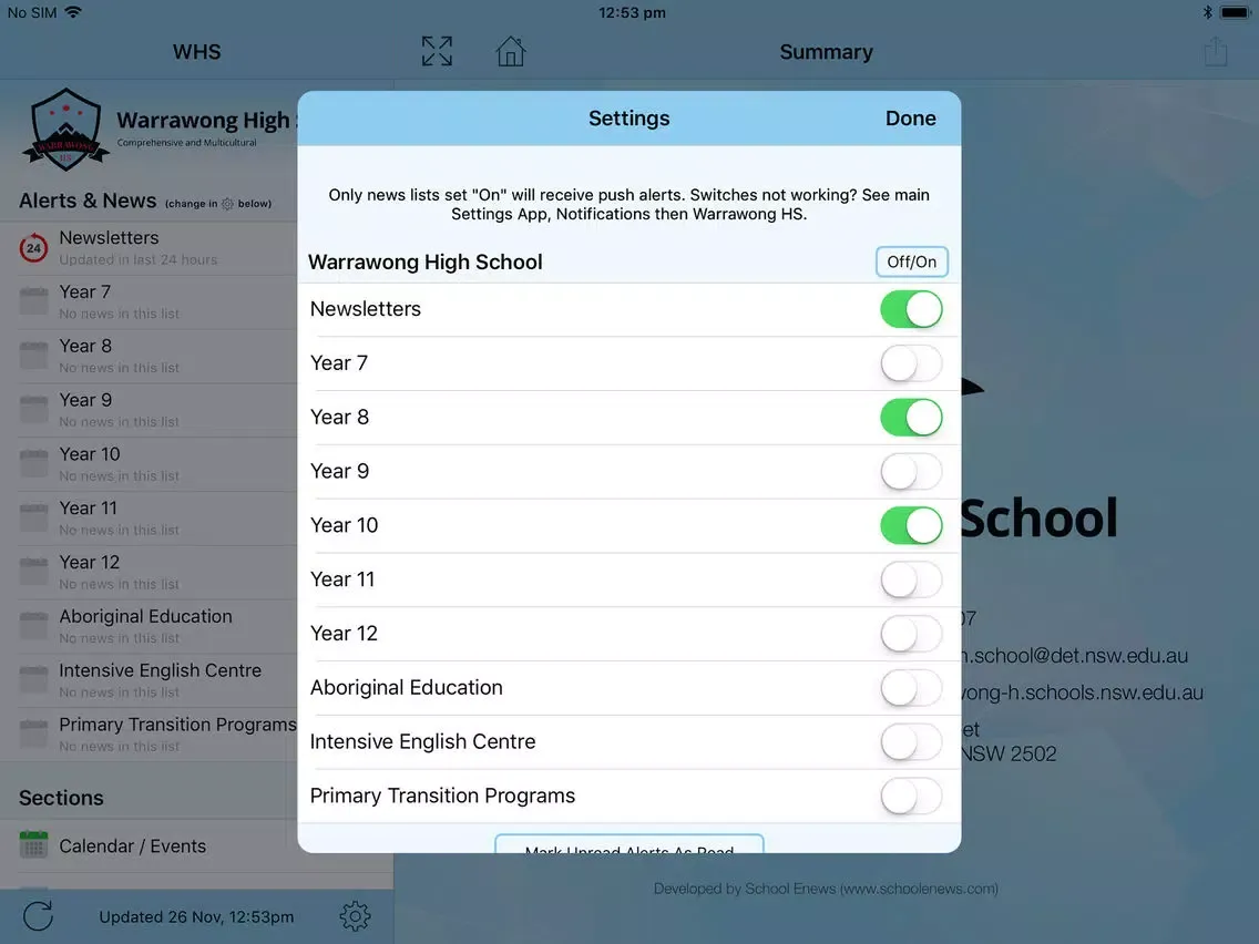 Скриншоты Warrawong High School - Enews iPad 
