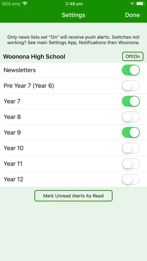 Tangkapan layar Woonona High School - Enews