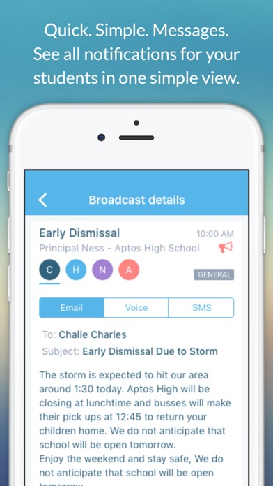 Tangkapan skrin SchoolMessenger