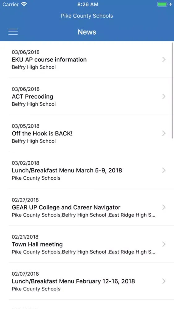 Captures d'écran de Pike County Schools KY