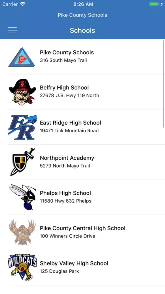 Captures d'écran de Pike County Schools KY