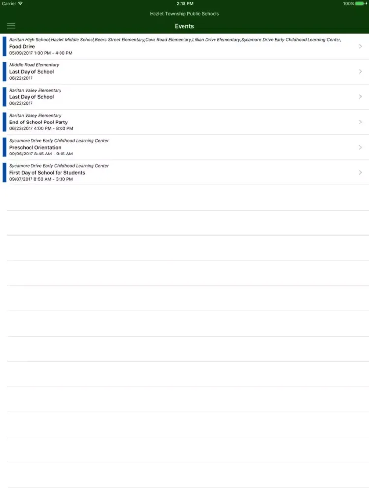 Tangkapan layar Hazlet Township PS NJ iPad 