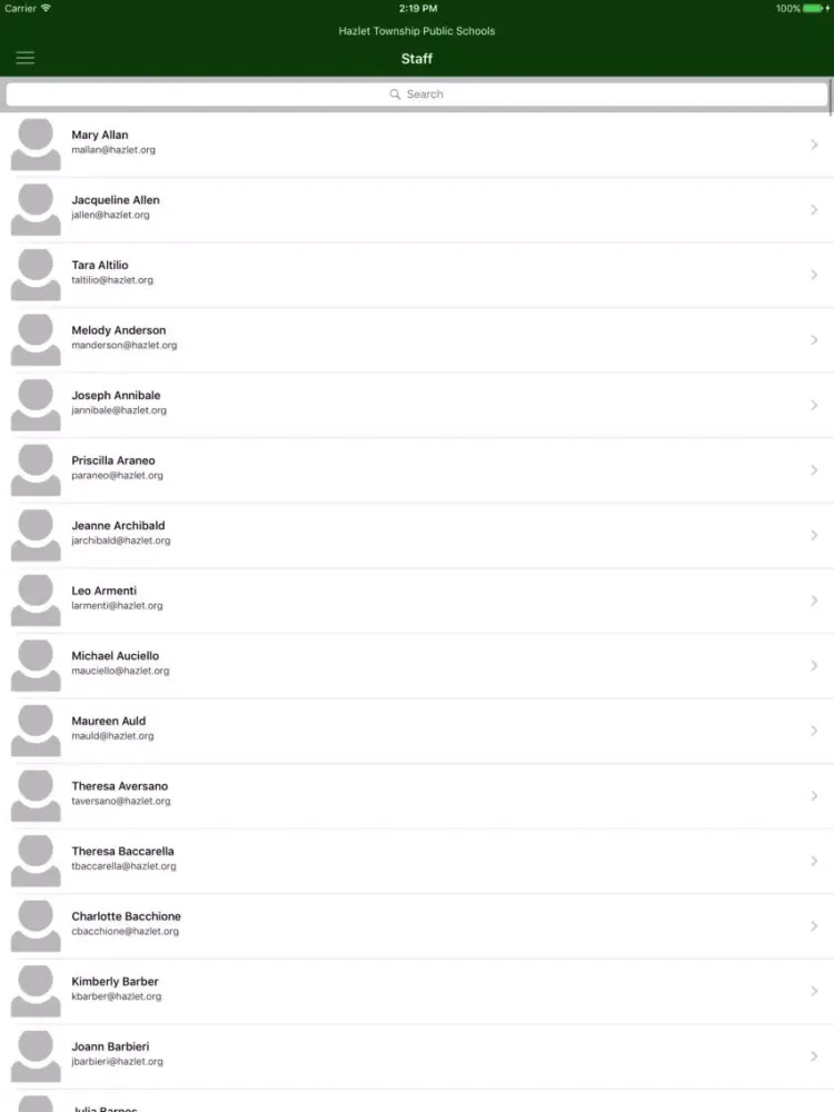 Tangkapan layar Hazlet Township PS NJ iPad 