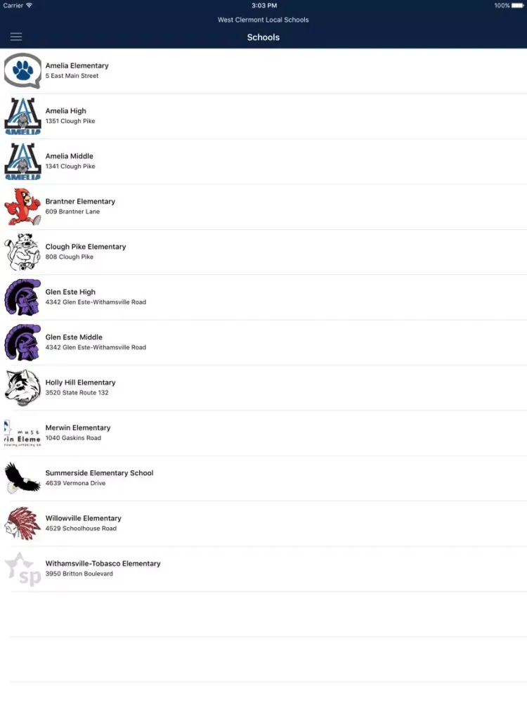Capturas de pantalla de West Clermont Local School District iPad 