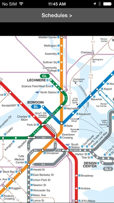 Tangkapan skrin MBTA Boston T Transit Map