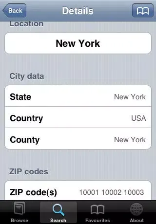 ZIPcodes স্ক্রিনশট