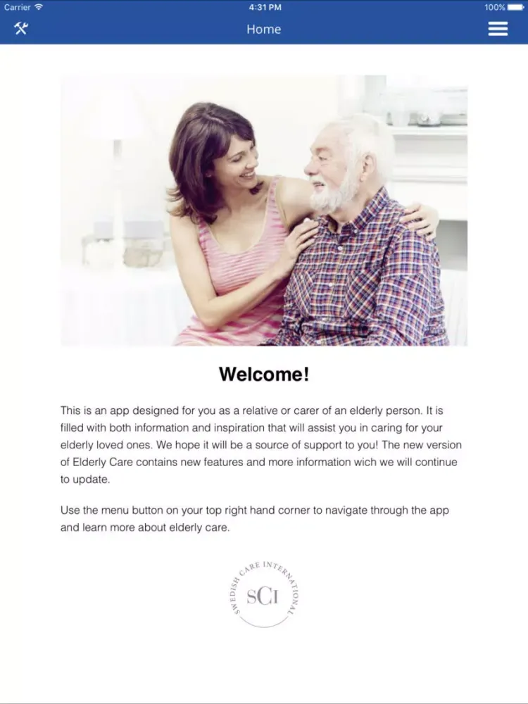 Capturas de tela do Elderly Care SCI iPad 