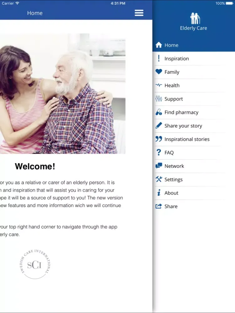 Capturas de tela do Elderly Care SCI iPad 