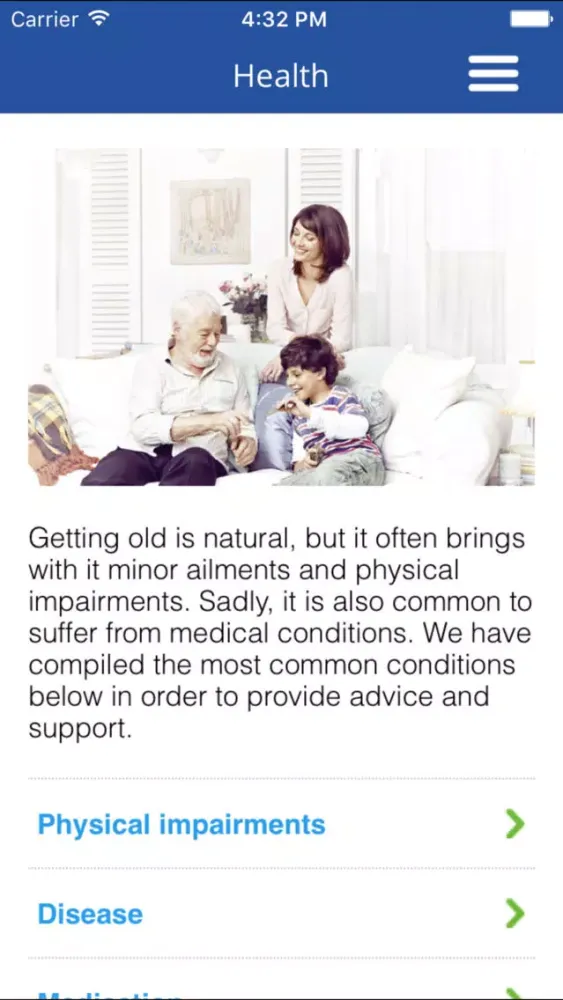 Capturas de tela do Elderly Care SCI