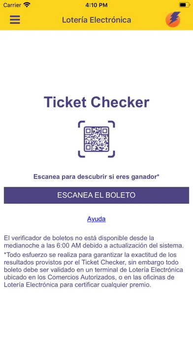 Ảnh chụp màn hình của Lotería Electrónica Oficial