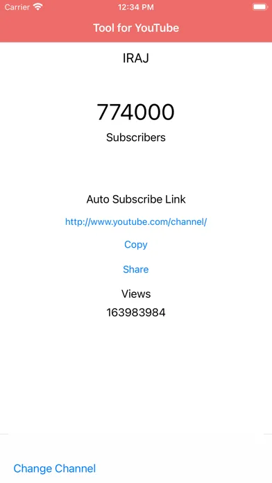 ภาพหน้าจอของ YouTube Subscriber