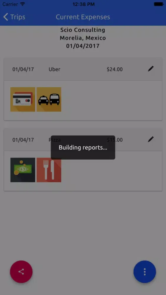 Capturas de tela do ePocket - Expense Report