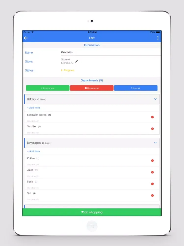 Elly - Simplest shopping list iPad 應用截圖