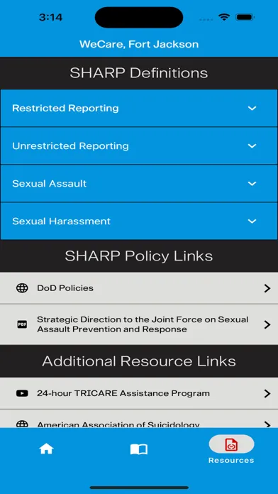 Zrzuty ekranu WeCare, Fort Jackson
