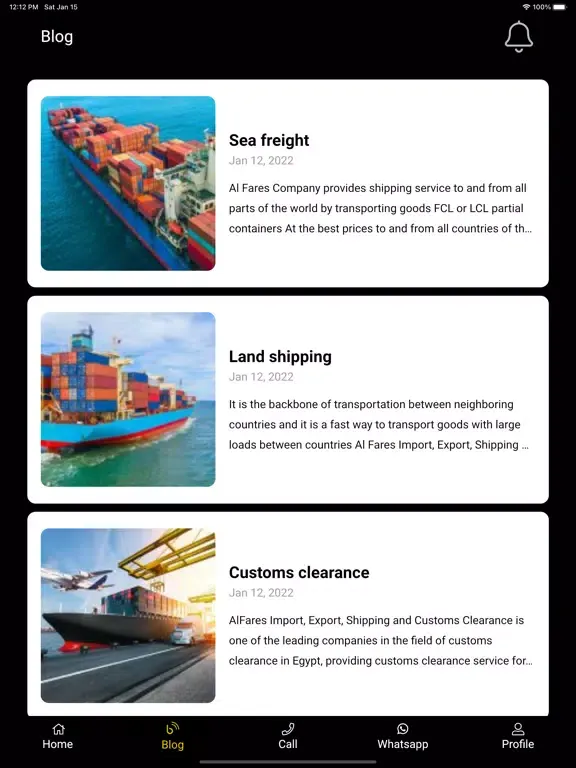 Tangkapan skrin AlFares Freight iPad 