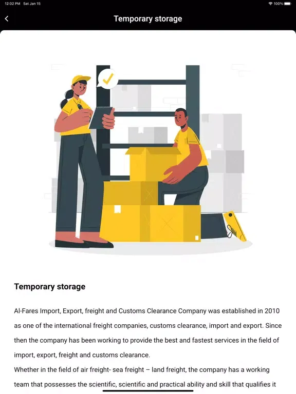 Tangkapan skrin AlFares Freight iPad 