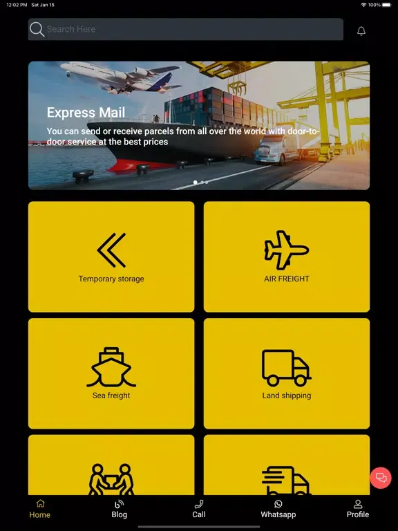 Tangkapan skrin AlFares Freight iPad 