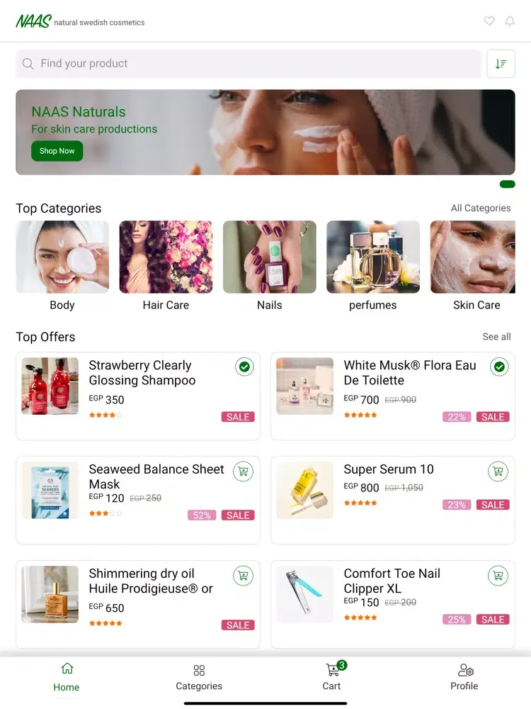 Tangkapan layar NAAS Naturals iPad 