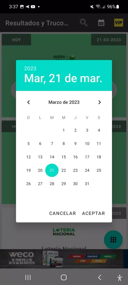 Capturas de tela do Loteria de Hoy