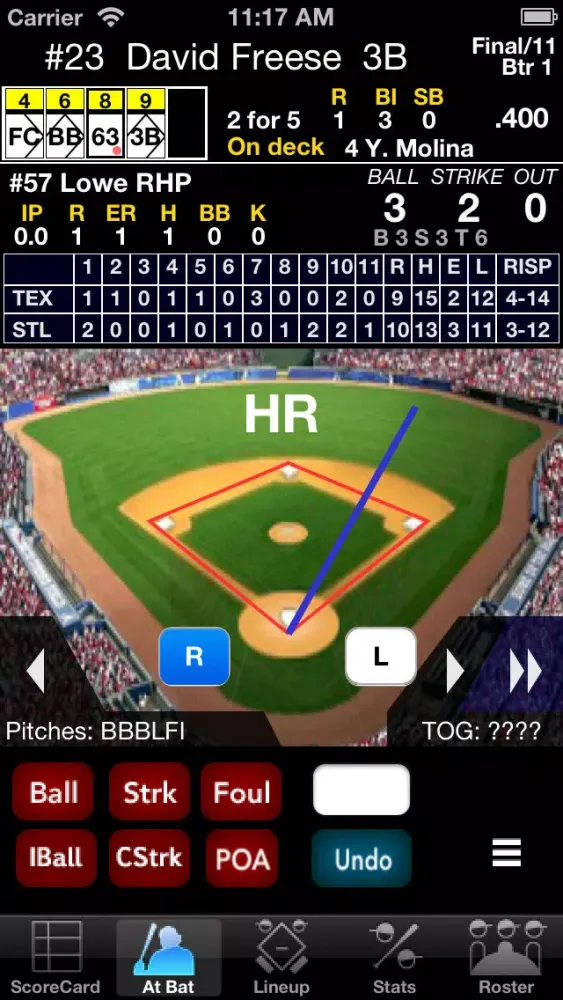 Tangkapan skrin ScorePAD Baseball Free