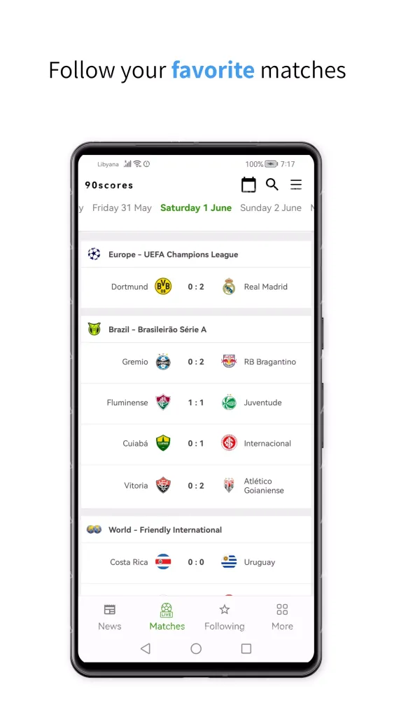 Capturas de pantalla de 90Scores: Live scores and news