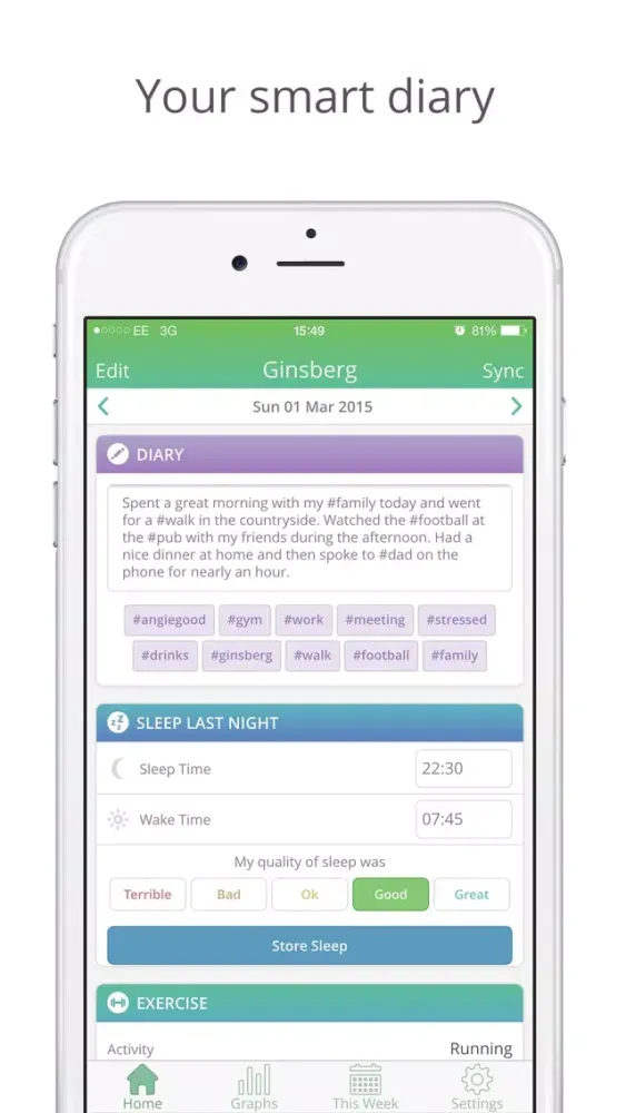 Скриншоты Activity and Mood Diary by Ginsberg