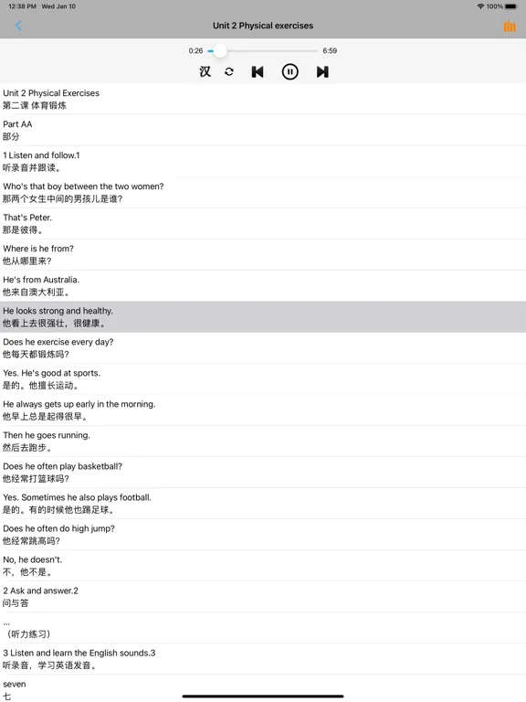 Ảnh chụp màn hình của 小学英语六年级上下册福建闽教版 iPad 
