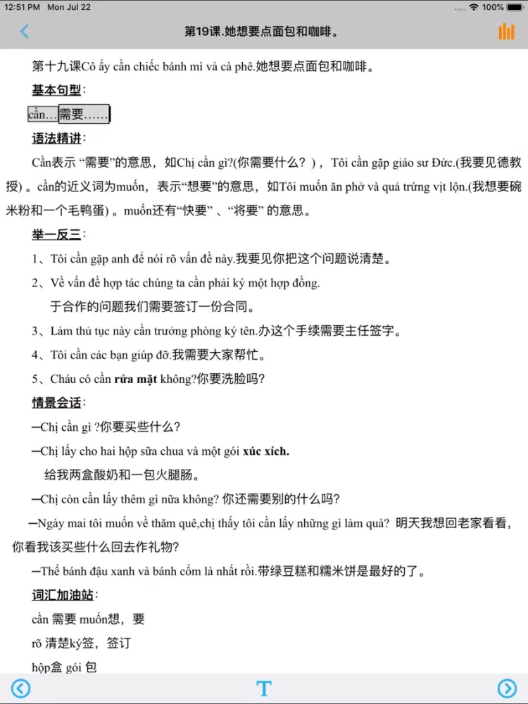 صور 越南语基本句型100句 iPad 
