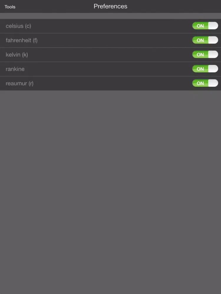 Tangkapan skrin Mila's Temperature Converter iPad 