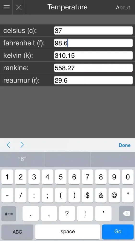 Tangkapan skrin Mila's Temperature Converter