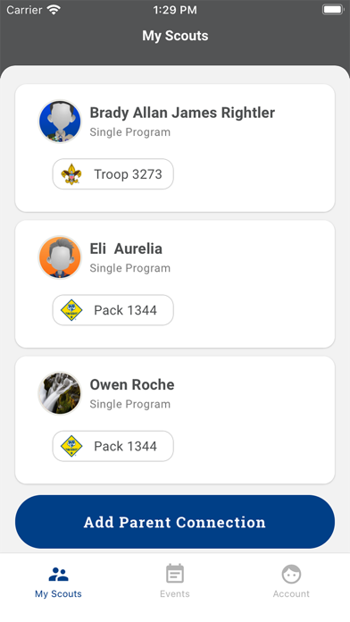 Capturas de tela do Scouting