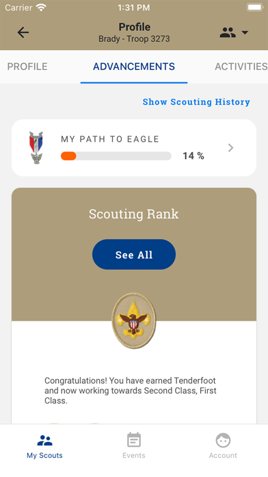 Capturas de tela do Scouting