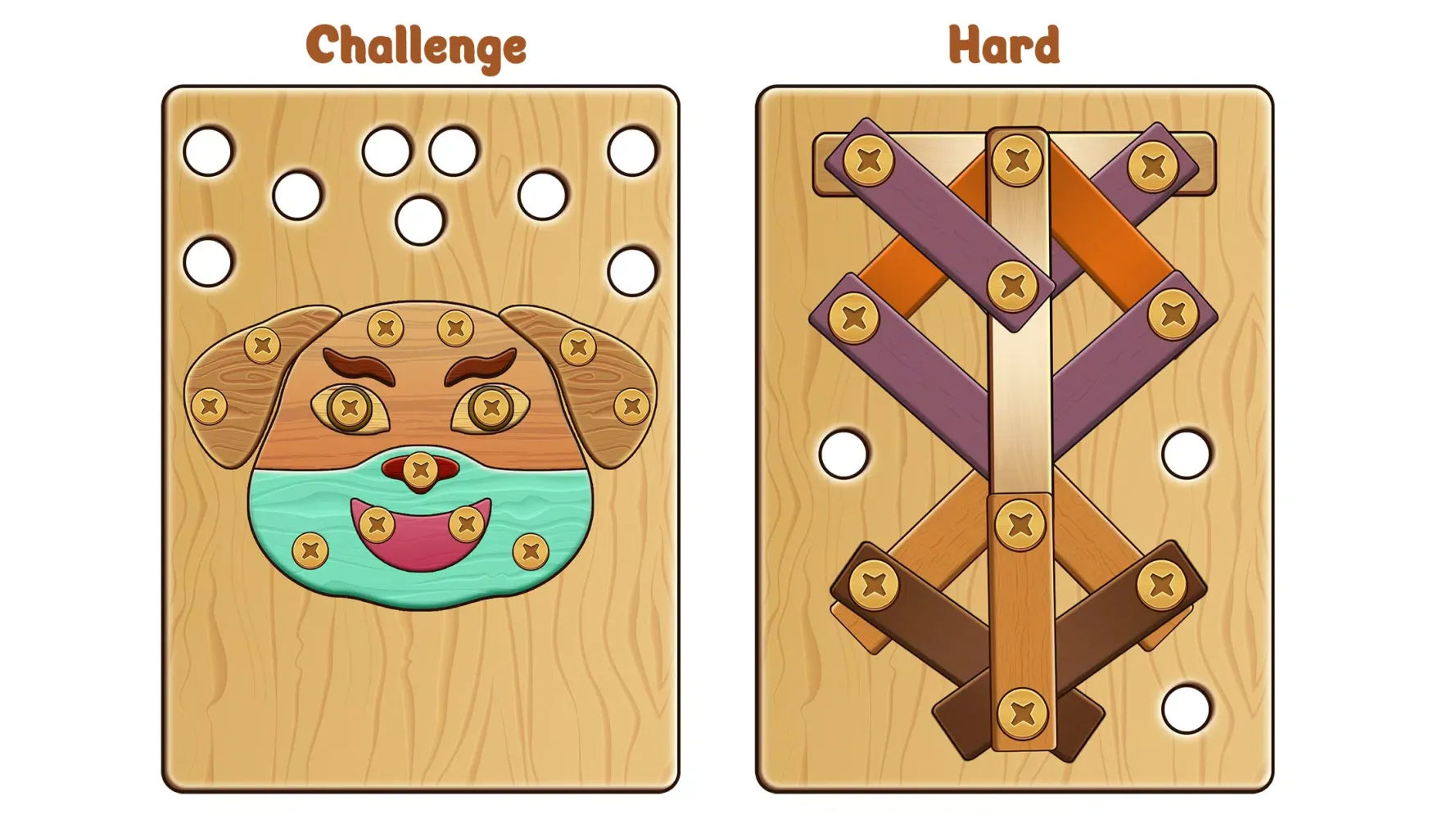Nuts & Bolts Wood Screw Puzzle Screenshots