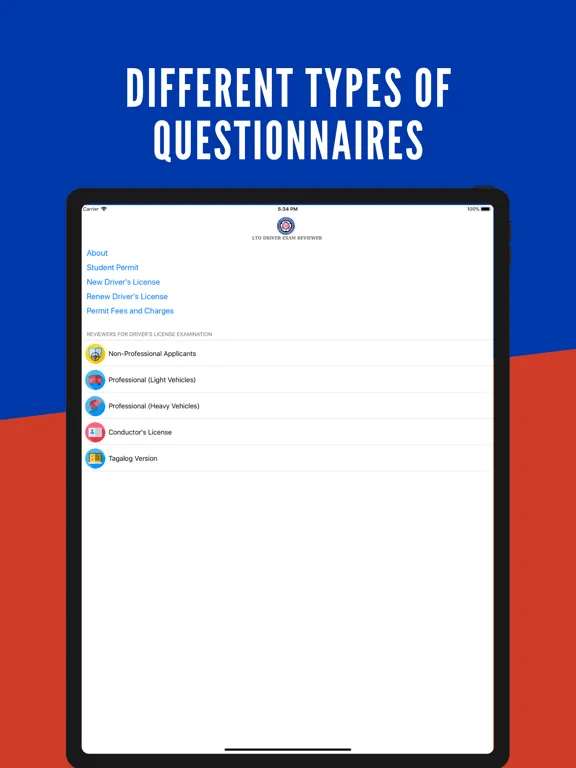 Zrzuty ekranu LTO Driver's Exam Reviewer iPad 