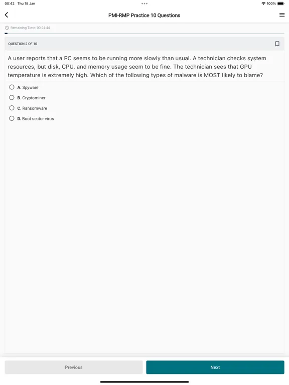 PMI-RMP Exam Simulator iPad 应用截图