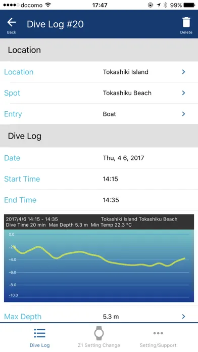 Z dive log স্ক্রিনশট