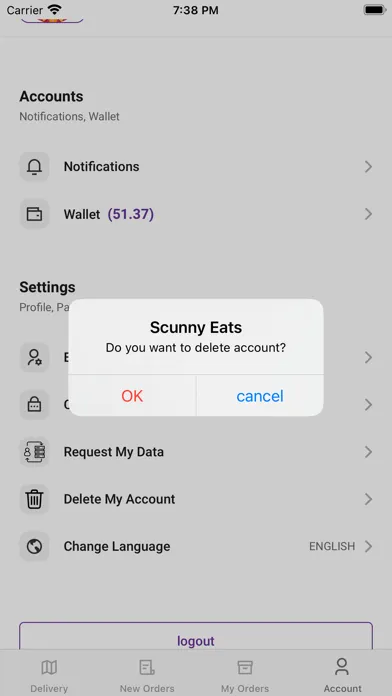 Capturas de tela do Scunny Eats Delivery
