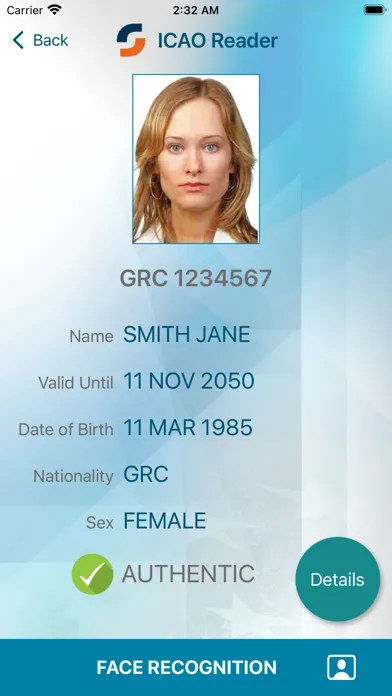 Capturas de tela do ICAO Reader
