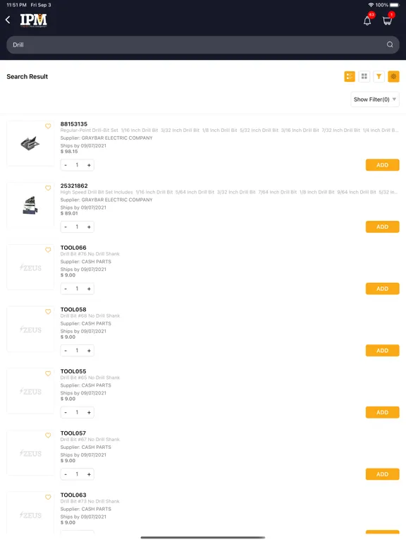 Captures d'écran de Integrated Parts Management iPad 