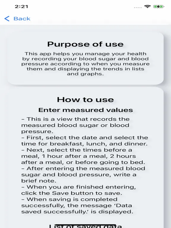 Zrzuty ekranu BS & BP Care iPad 