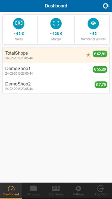Capturas de tela do Sales app