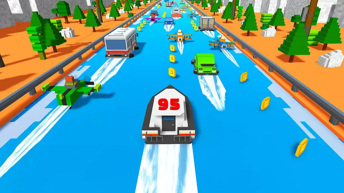 Blocky Cars Water Surfing سکرین شاٹس