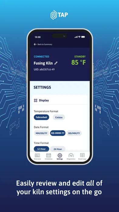 Tangkapan layar TAP Kiln Control Mobile