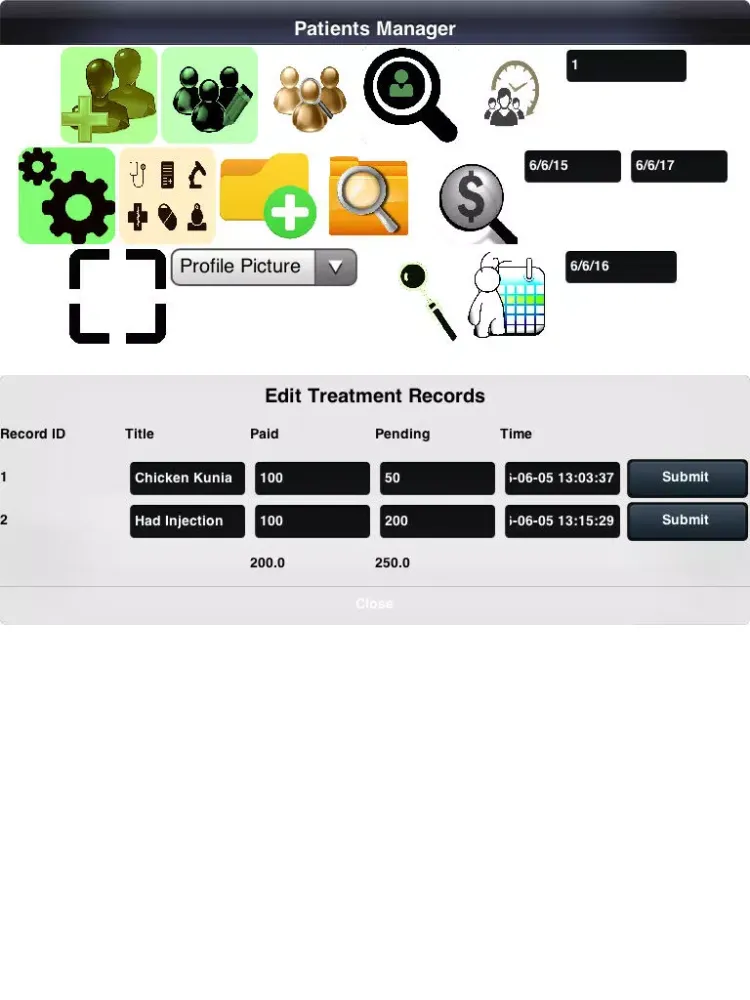 Capturas de tela do ManagePatients iPad 