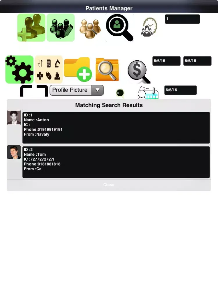 Capturas de tela do ManagePatients iPad 