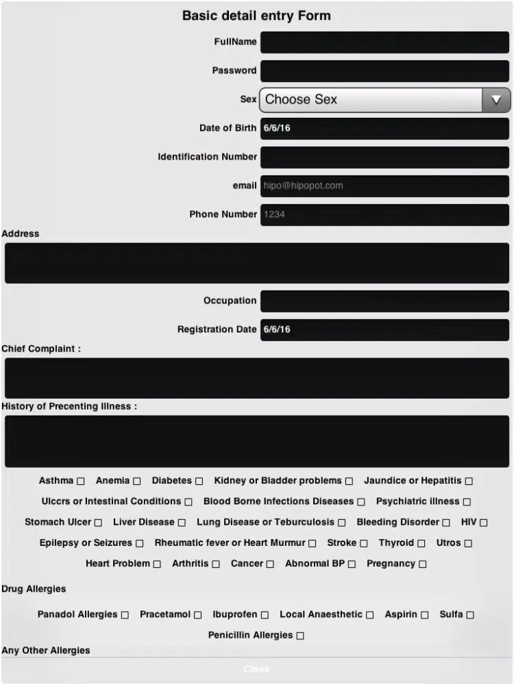 Capturas de tela do ManagePatients iPad 