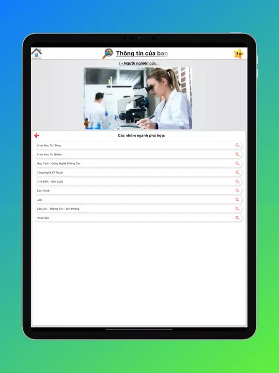 Captures d'écran de Hướng Nghiệp - Chọn ngành - ĐH iPad 