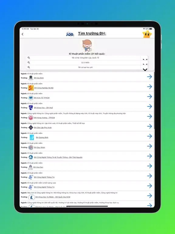 Captures d'écran de Hướng Nghiệp - Chọn ngành - ĐH iPad 